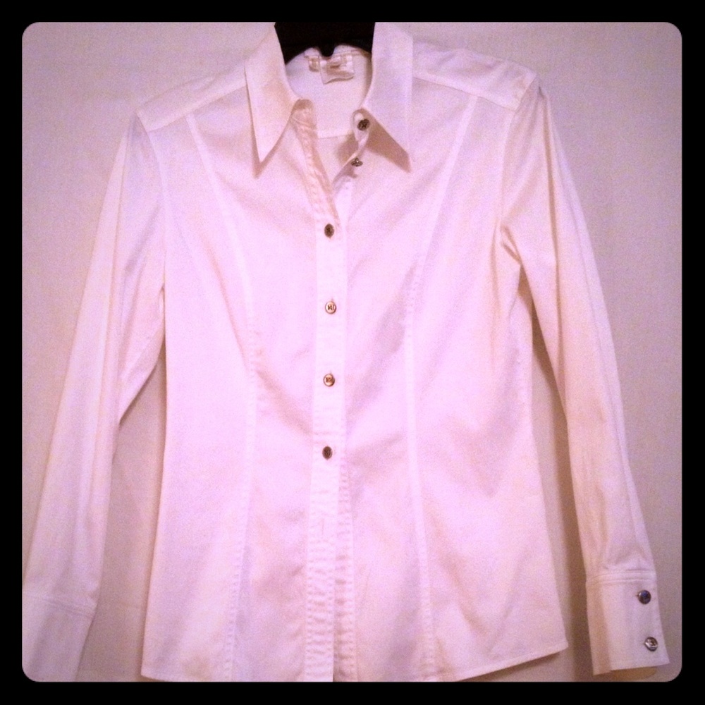 Escada White Button-Up Blouse